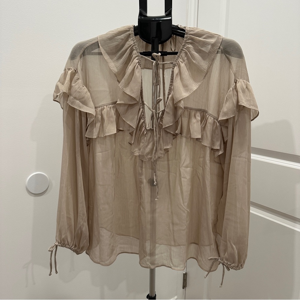 Zara Cream Ruffle Blouse - Picture 2 of 5